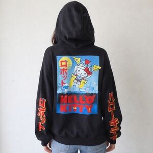 Hello Kitty San Rio Black Hoodie Sz 3XL Plus Japanese Rock Jet Pack Graphic
